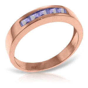 14K Solid Rose Gold Rings w/ Natural Tanzanites