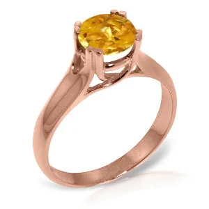 14K Solid Rose Gold Solitaire Ring Natural Citrine Gemstone