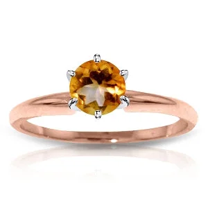 14K Solid Rose Gold Solitaire Ring Natural Citrine