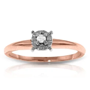 14K Solid Rose Gold Solitaire Ring w/ 0.05 Carat Natural Diamond