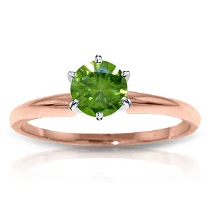 14K Solid Rose Gold Solitaire Ring w/ 0.50 Carat Natural Green Diamond