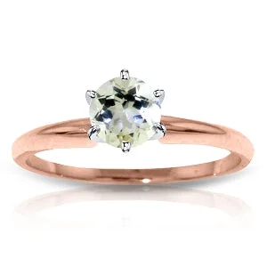 14K Solid Rose Gold Solitaire Ring w/ Natural Aquamarine