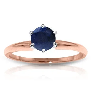 14K Solid Rose Gold Solitaire Ring w/ Natural Sapphire