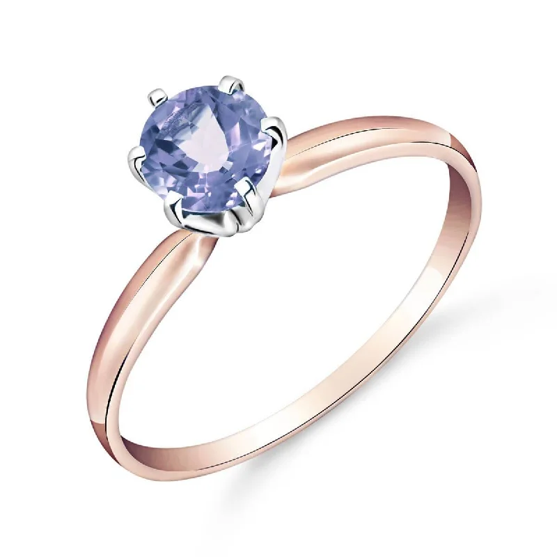 14K Solid Rose Gold Solitaire Ring w/ Natural Tanzanite