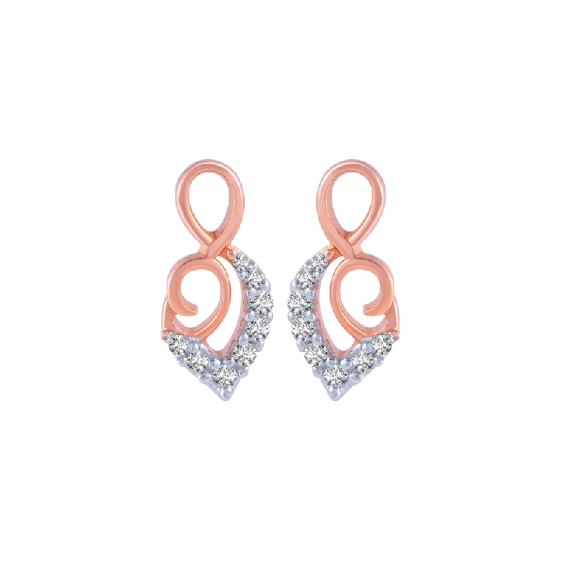 14KT (585) Rose Gold And Diamond Stud Earrings For Women