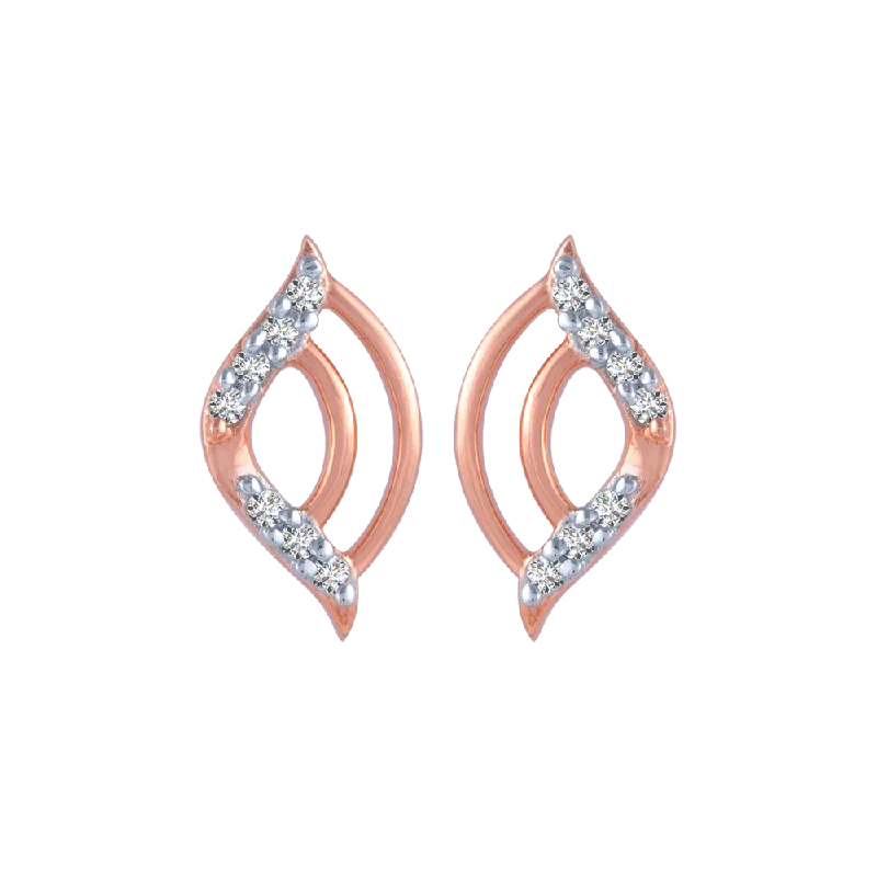 14KT (585) Rose Gold And Diamond Stud Earrings For Women