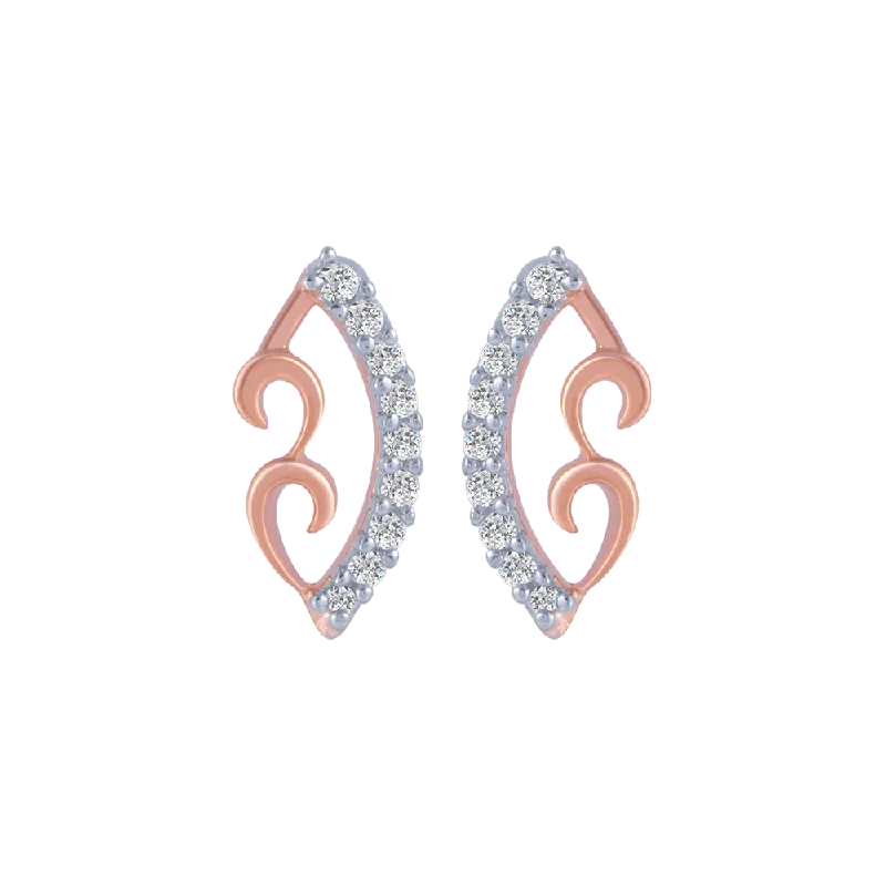 14KT (585) Rose Gold And Diamond Stud Earrings For Women