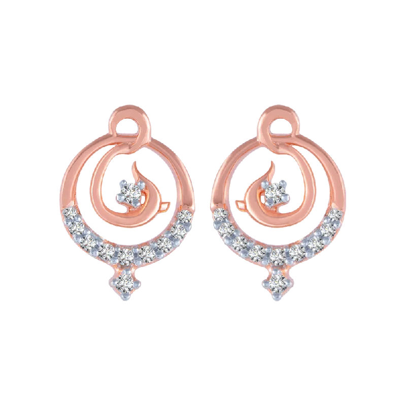 14KT (585) Rose Gold And Diamond Stud Earrings For Women