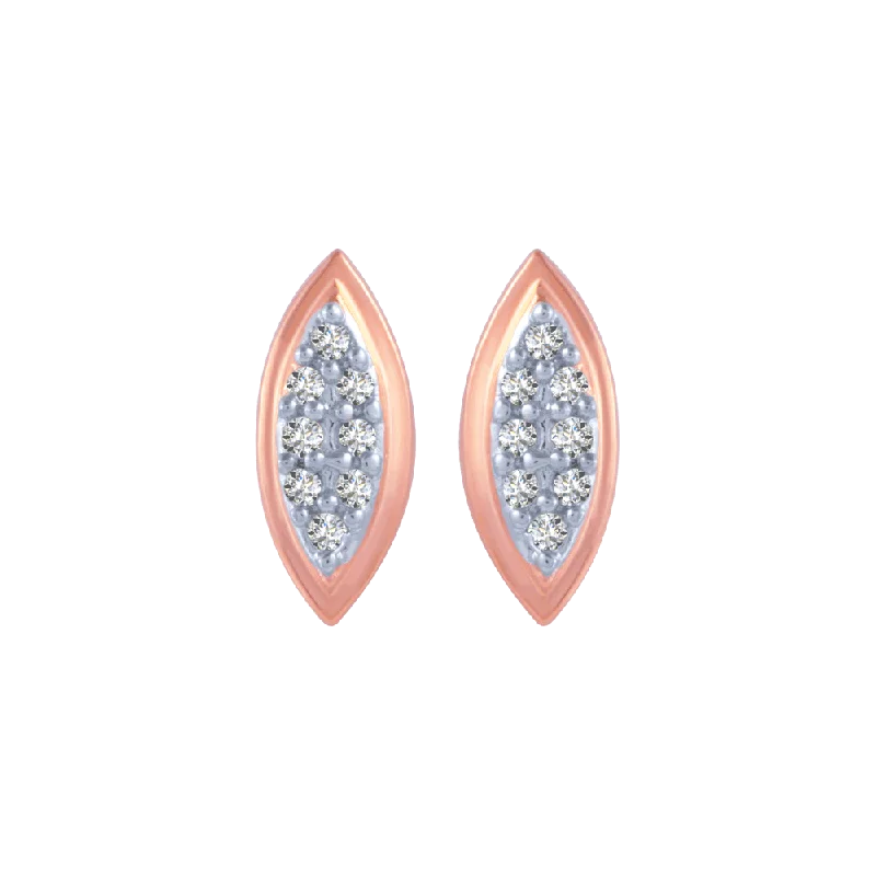 14KT (585) Rose Gold And Diamond Stud Earrings For Women