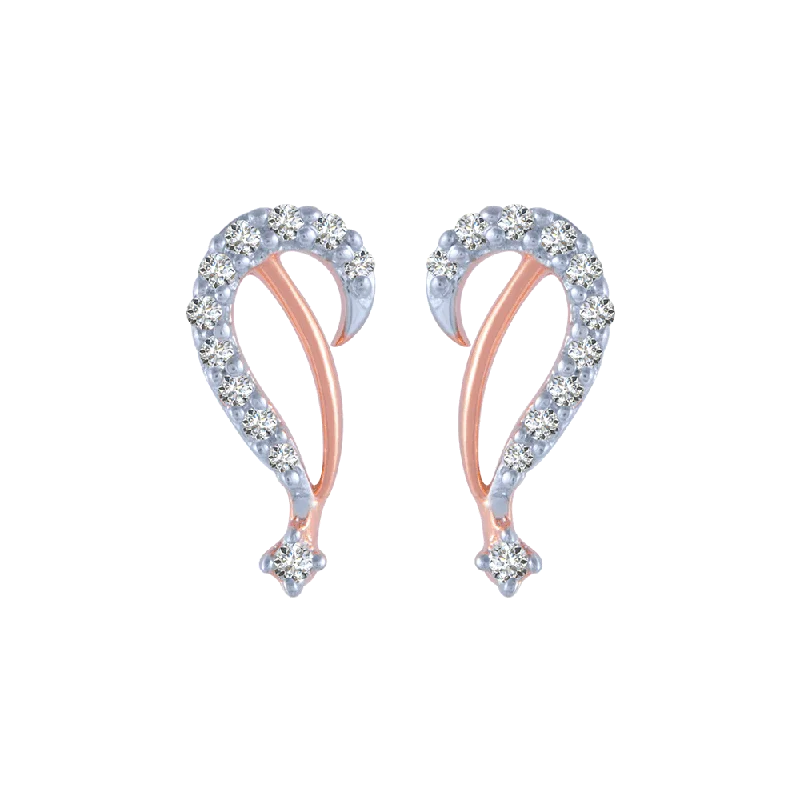 14KT (585) Rose Gold And Diamond Stud Earrings For Women