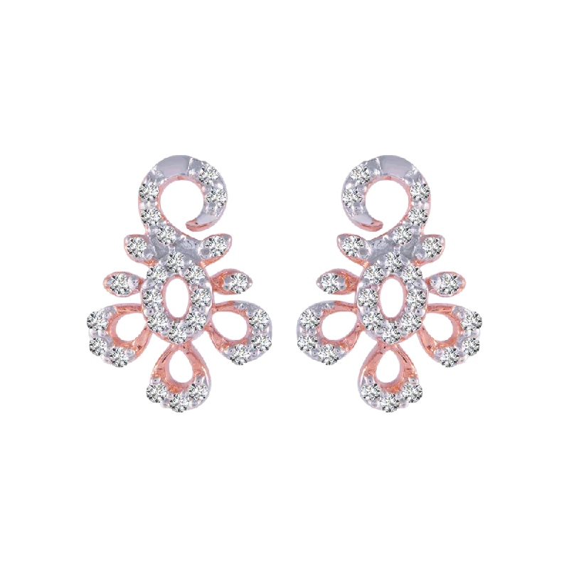 14KT (585) Rose Gold And Diamond Stud Earrings For Women