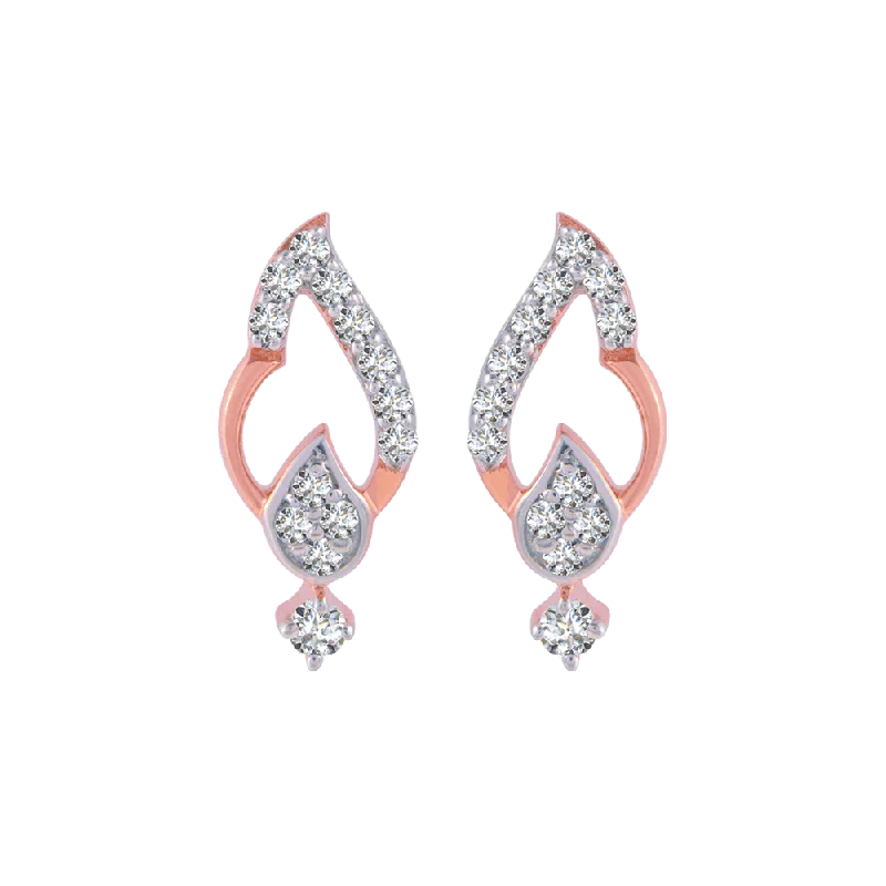 14KT (585) Rose Gold And Diamond Stud Earrings For Women