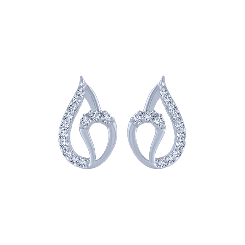 14KT (585) White Gold And Diamond Stud Earrings For Women