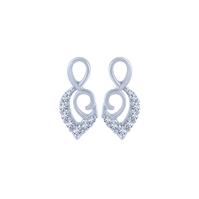 14KT (585) White Gold And Diamond Stud Earrings For Women