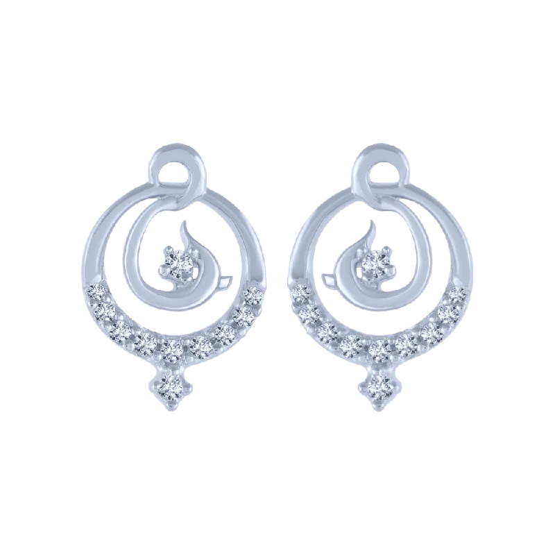 14KT (585) White Gold And Diamond Stud Earrings For Women