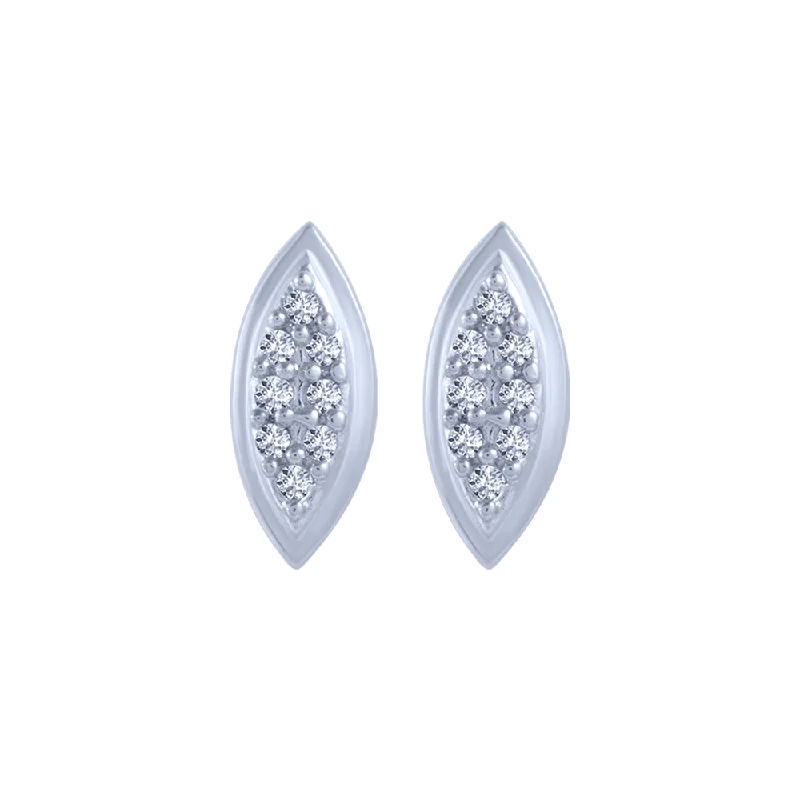 14KT (585) White Gold And Diamond Stud Earrings For Women