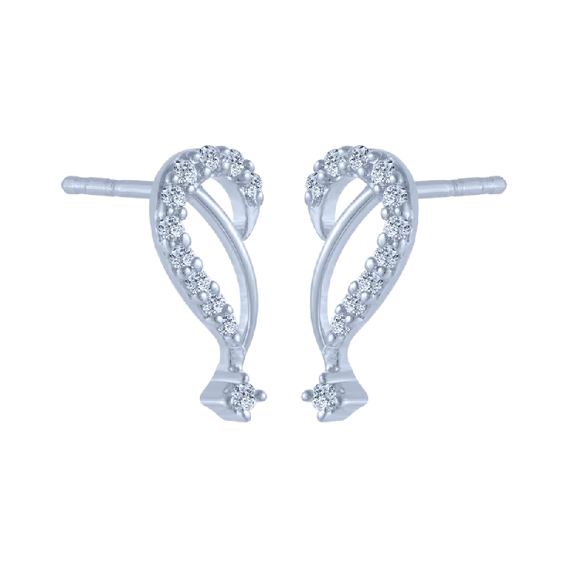 14KT (585) White Gold And Diamond Stud Earrings For Women