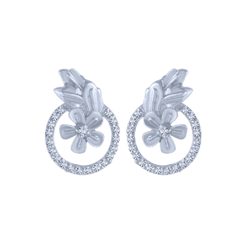 14KT (585) White Gold And Diamond Stud Earrings For Women