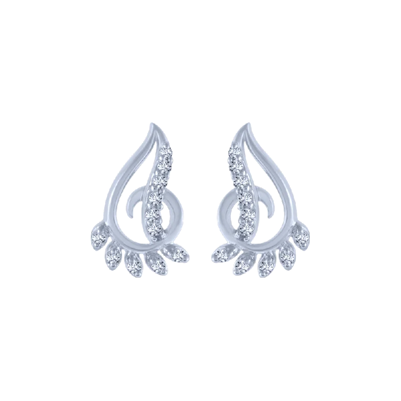 14KT (585) White Gold And Diamond Stud Earrings For Women