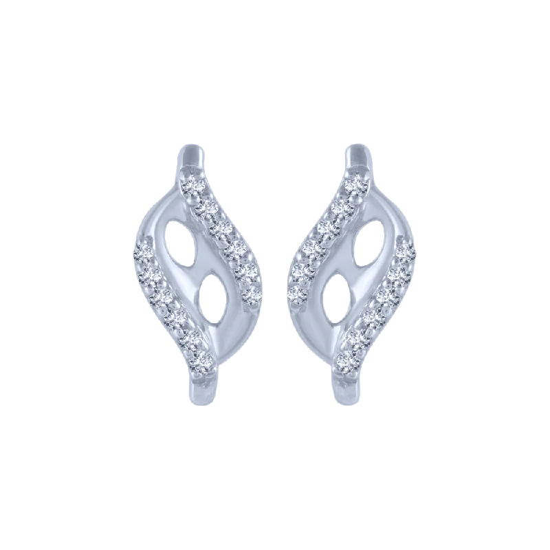 14KT (585) White Gold And Diamond Stud Earrings For Women