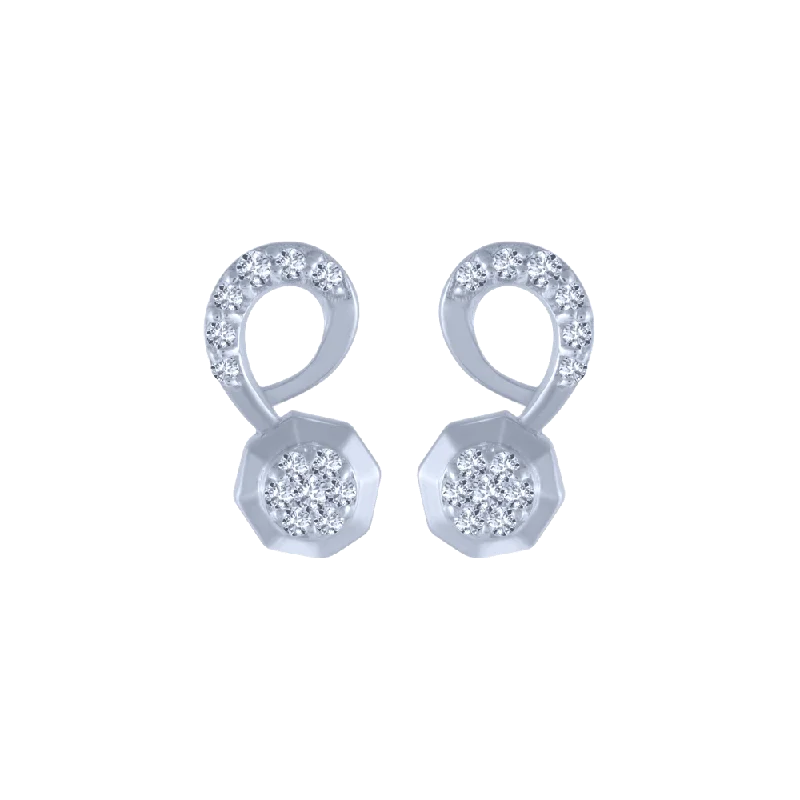 14KT (585) White Gold And Diamond Stud Earrings For Women