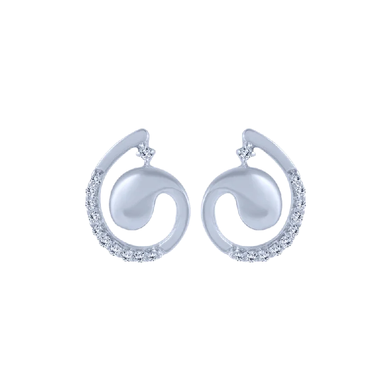 14KT (585) White Gold And Diamond Stud Earrings For Women