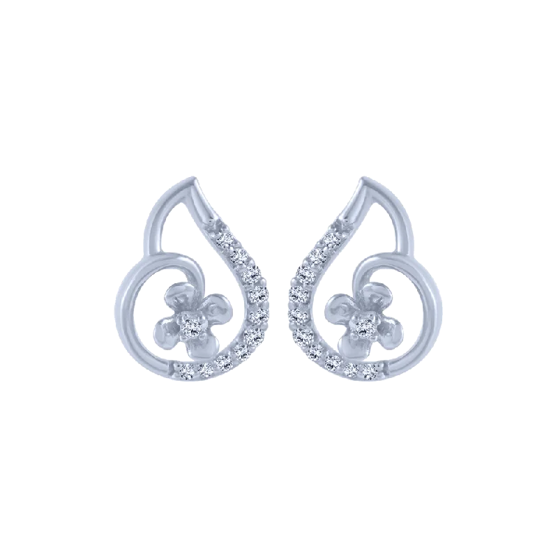 14KT (585) White Gold And Diamond Stud Earrings For Women