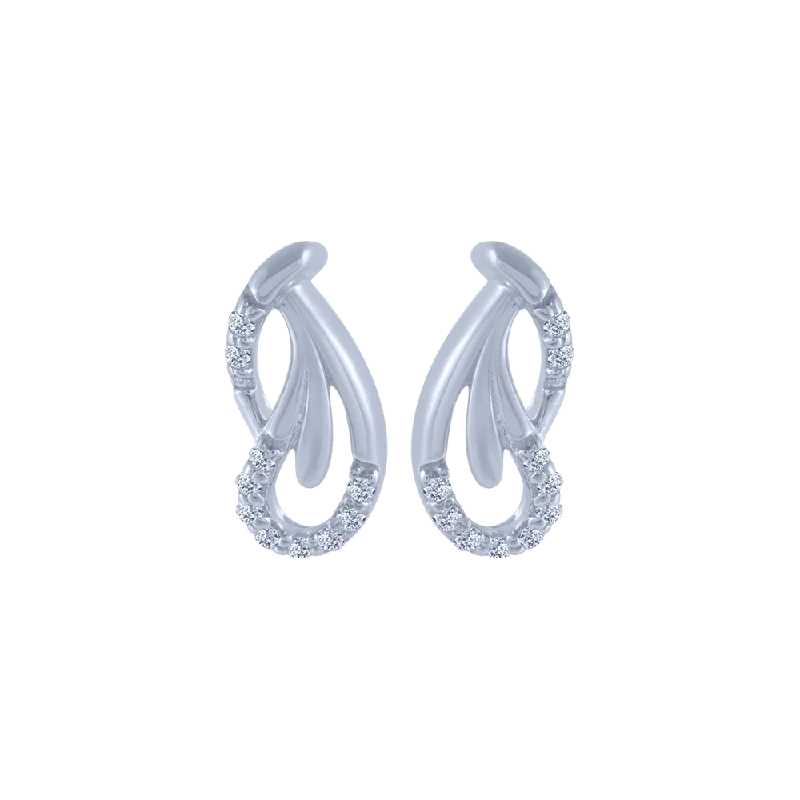 14KT (585) White Gold And Diamond Stud Earrings For Women