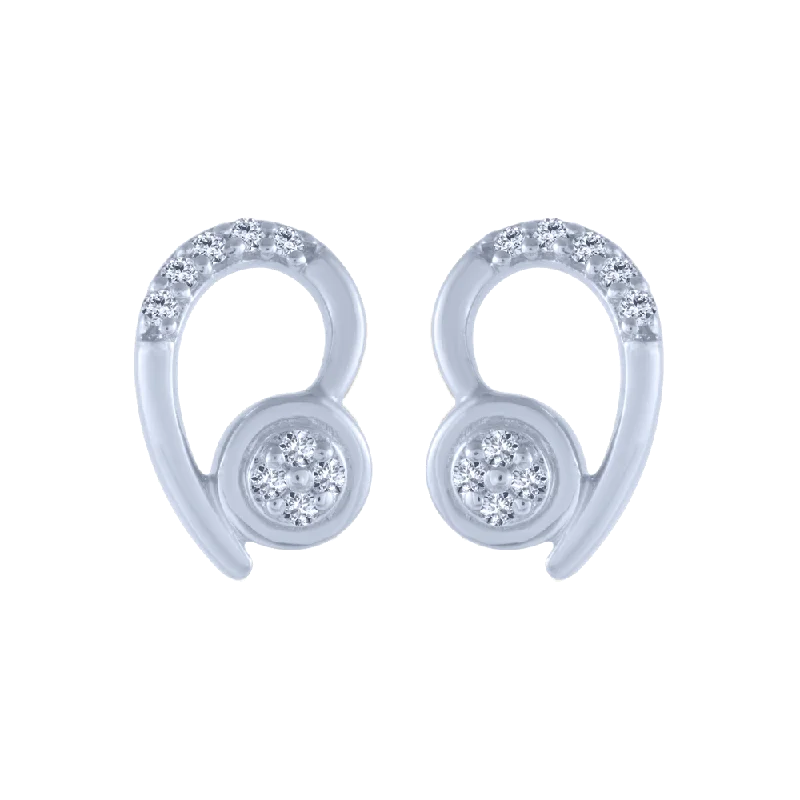 14KT (585) White Gold And Diamond Stud Earrings For Women