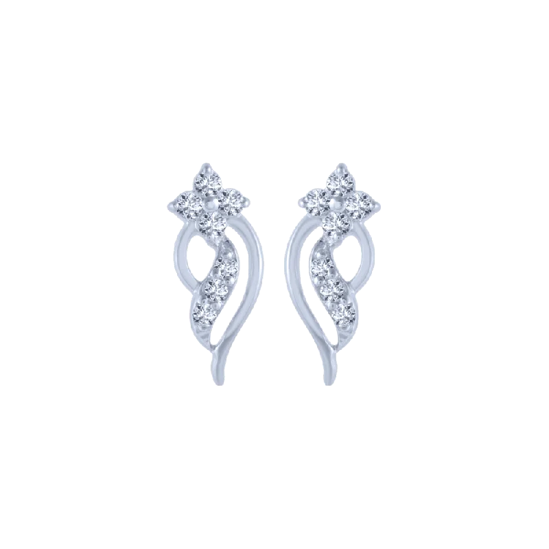 14KT (585) White Gold And Diamond Stud Earrings For Women