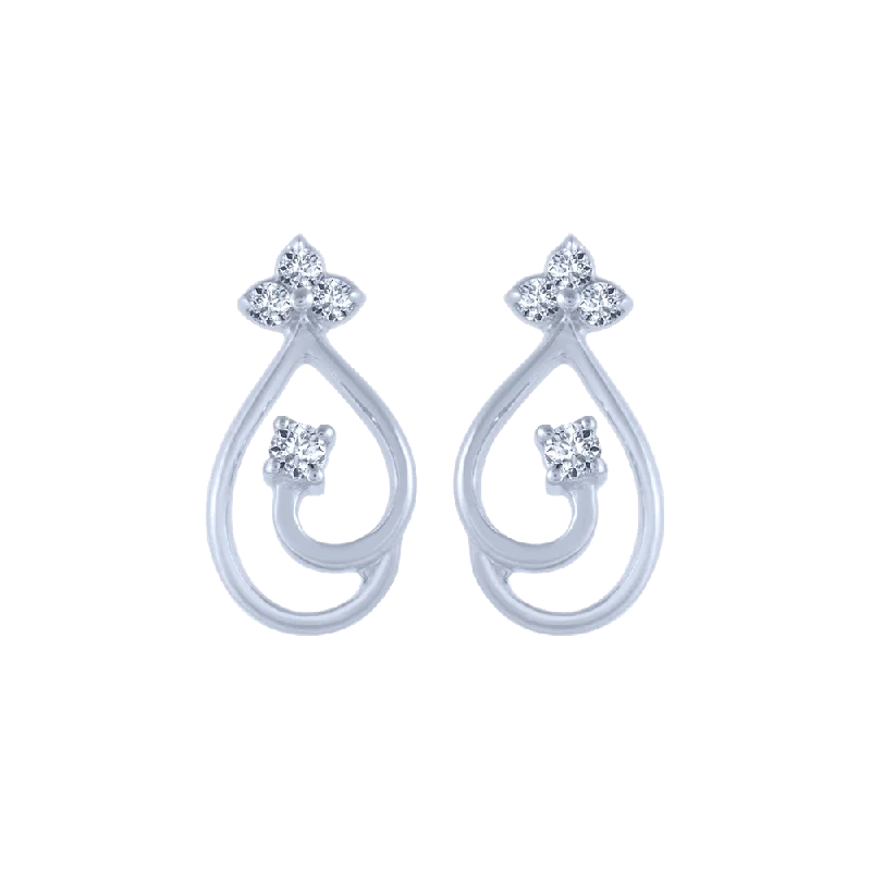 14KT (585) White Gold And Diamond Stud Earrings For Women