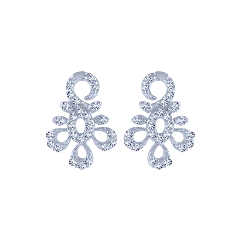 14KT (585) White Gold And Diamond Stud Earrings For Women