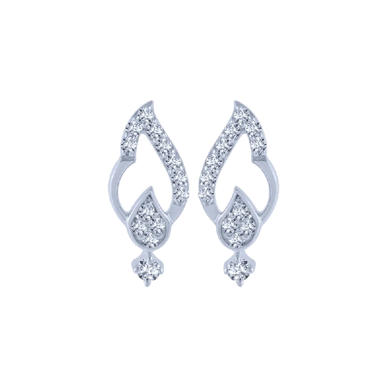 14KT (585) White Gold And Diamond Stud Earrings For Women