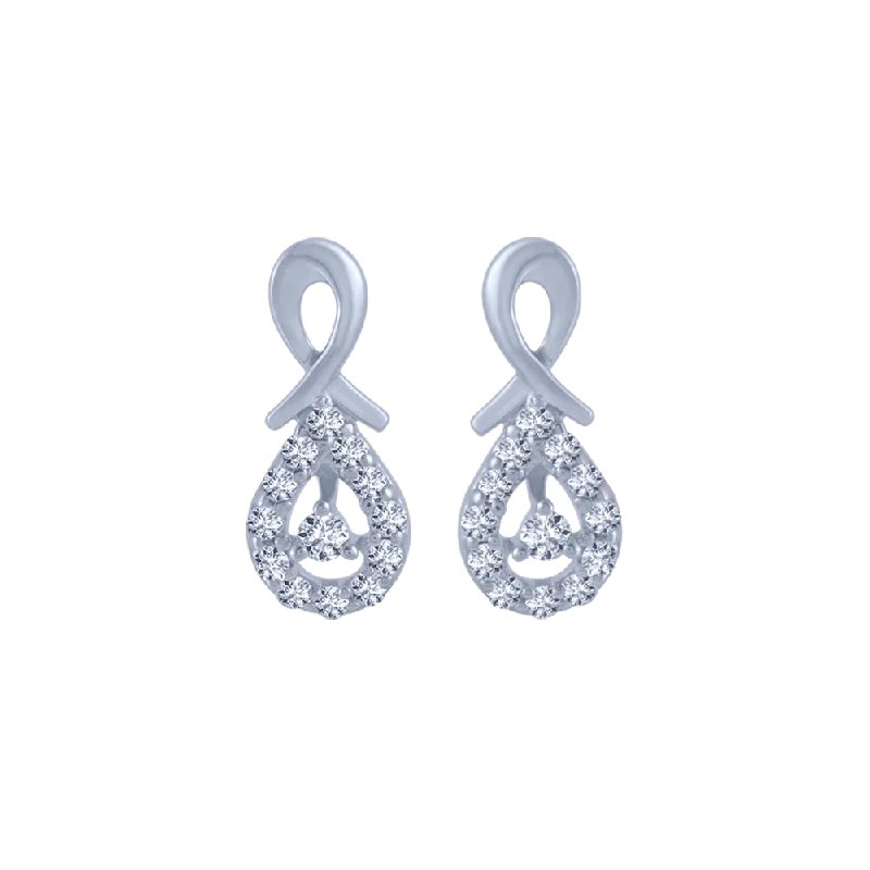 14KT (585) White Gold And Diamond Stud Earrings For Women