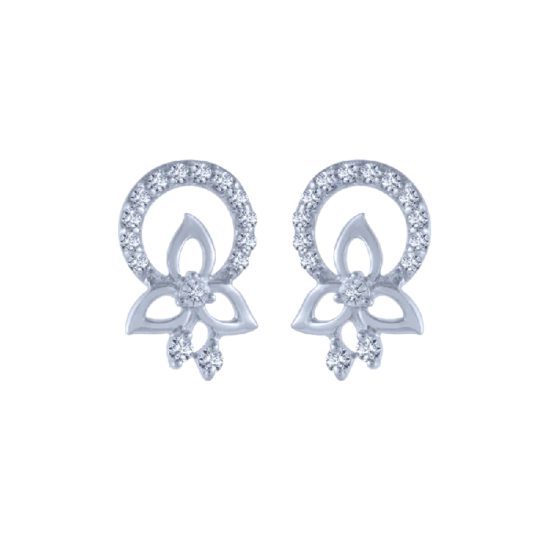 14KT (585) White Gold And Diamond Stud Earrings For Women