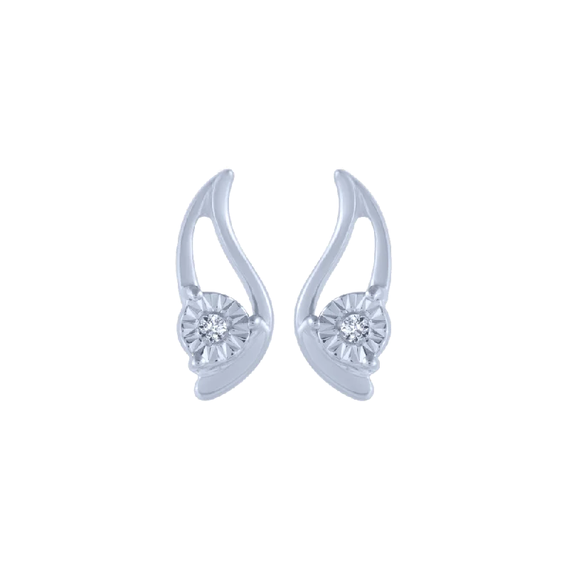 14KT (585) White Gold And Diamond Stud Earrings For Women