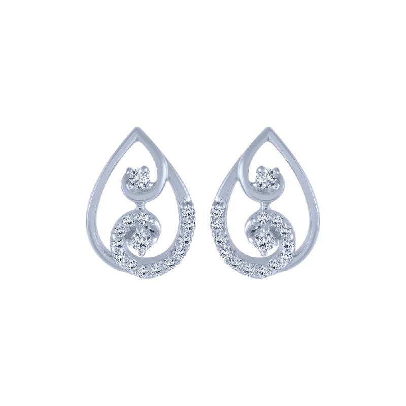 14KT (585) White Gold And Diamond Stud Earrings For Women