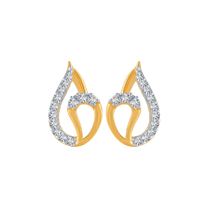 14KT (585) Yellow Gold And Diamond Stud Earrings For Women