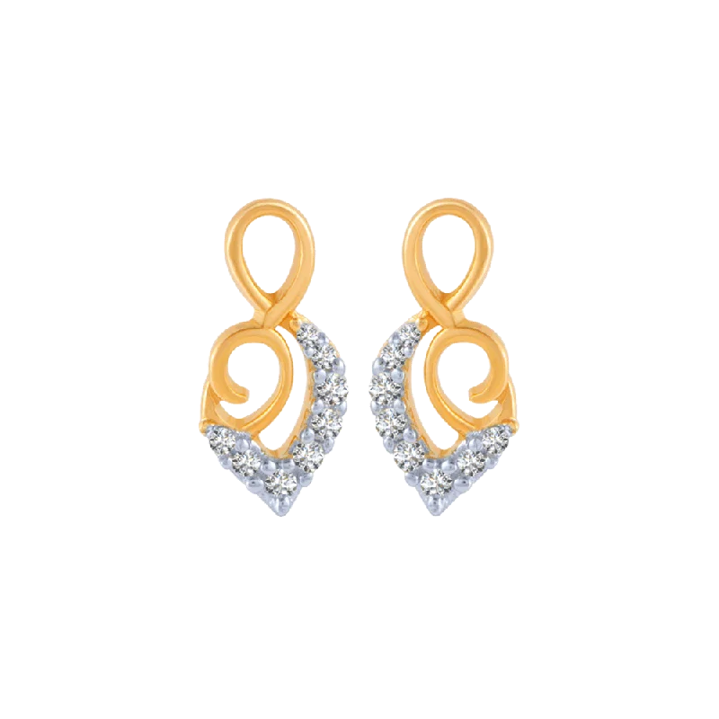 14KT (585) Yellow Gold And Diamond Stud Earrings For Women