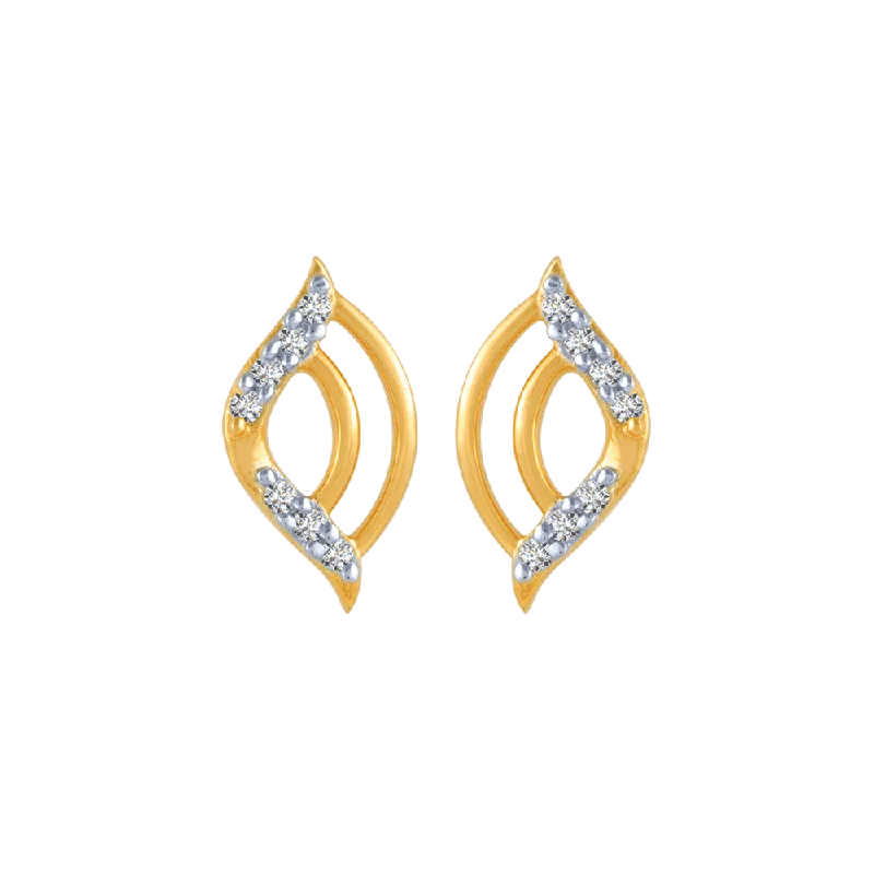 14KT (585) Yellow Gold And Diamond Stud Earrings For Women