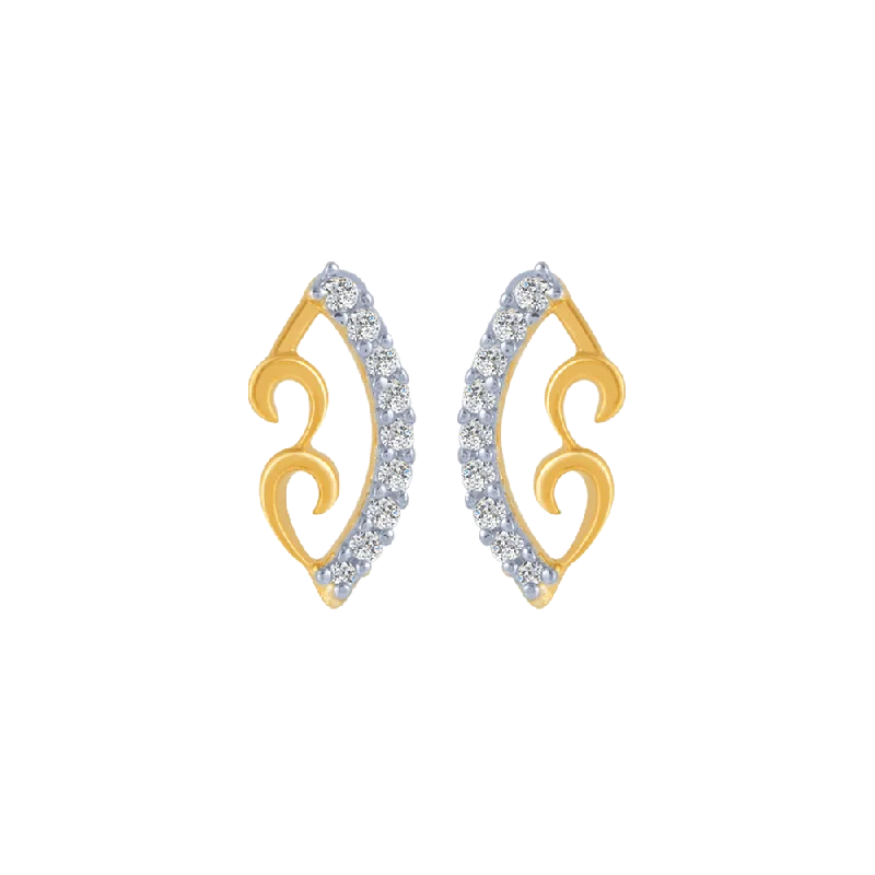 14KT (585) Yellow Gold And Diamond Stud Earrings For Women