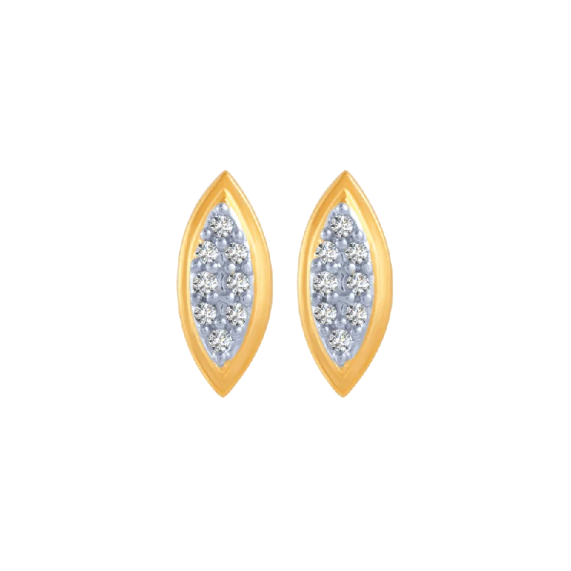 14KT (585) Yellow Gold And Diamond Stud Earrings For Women