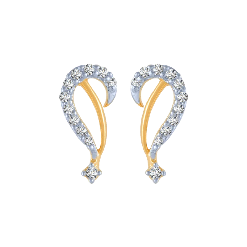 14KT (585) Yellow Gold And Diamond Stud Earrings For Women