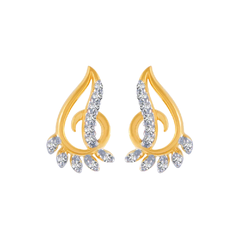 14KT (585) Yellow Gold And Diamond Stud Earrings For Women