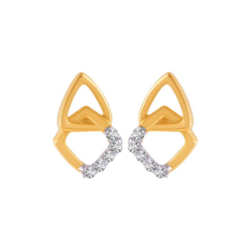 14KT (585) Yellow Gold And Diamond Stud Earrings For Women