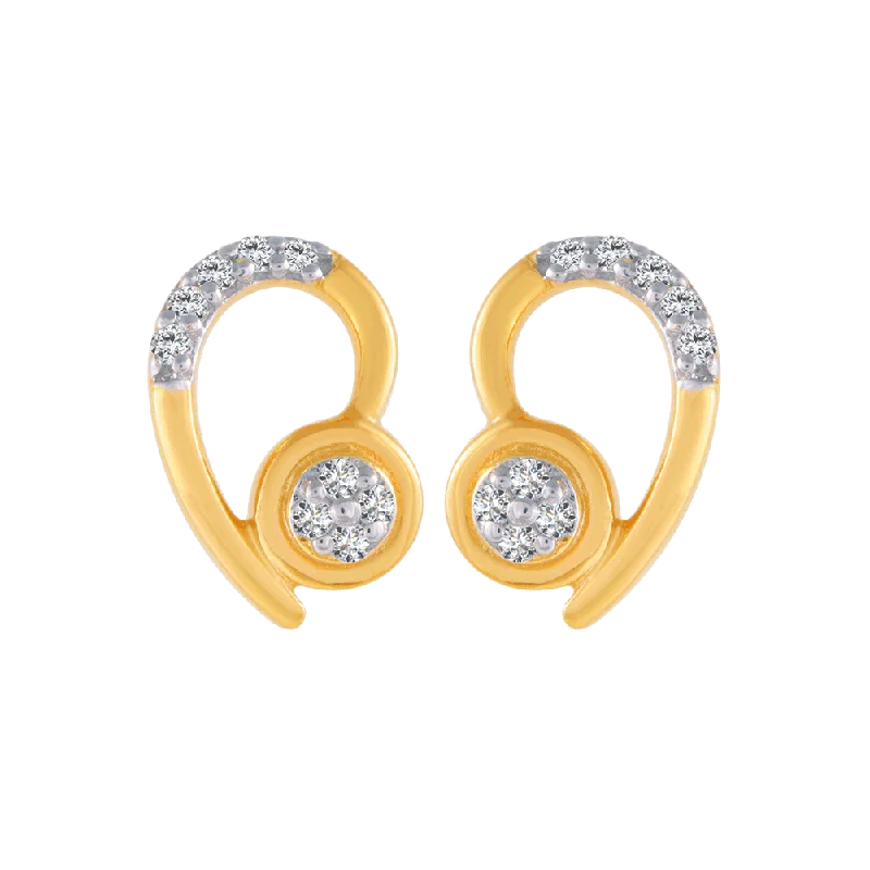 14KT (585) Yellow Gold And Diamond Stud Earrings For Women