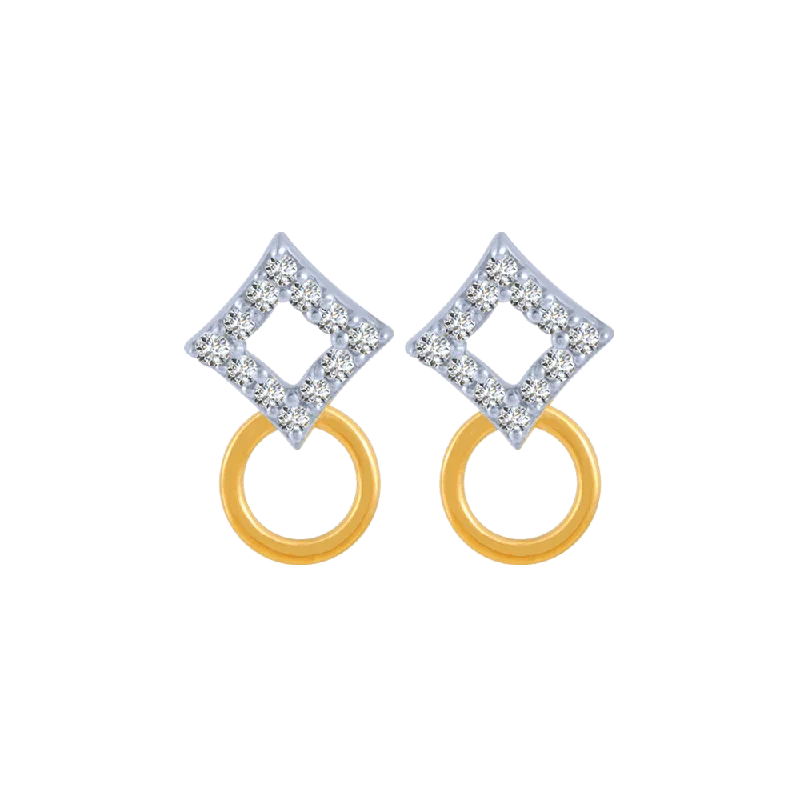 14KT (585) Yellow Gold And Diamond Stud Earrings For Women