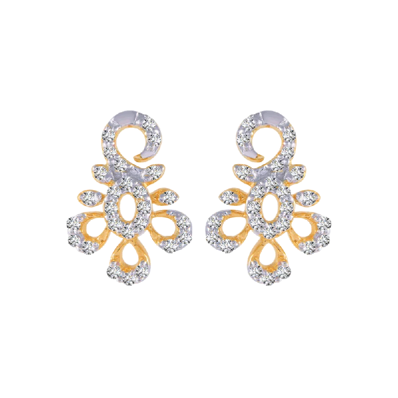 14KT (585) Yellow Gold And Diamond Stud Earrings For Women