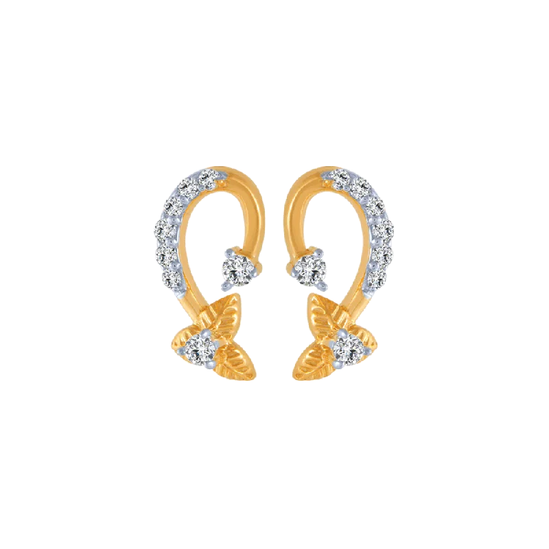 14KT (585) Yellow Gold And Diamond Stud Earrings For Women