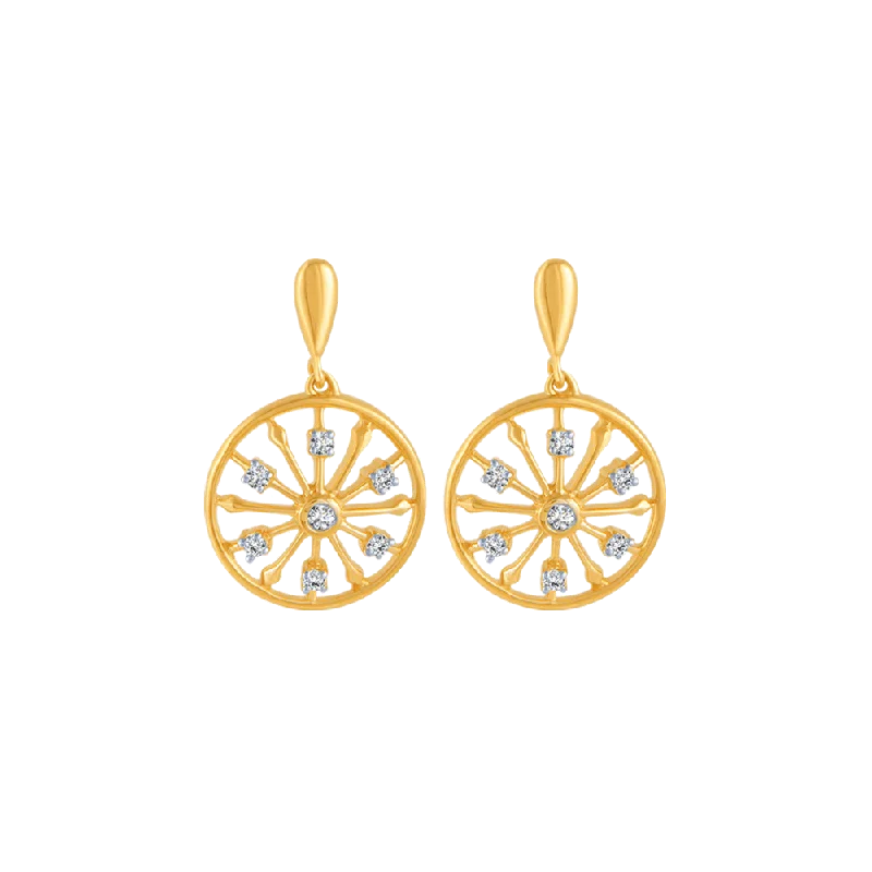 14KT (585) Yellow Gold And Diamond Stud Earrings For Women